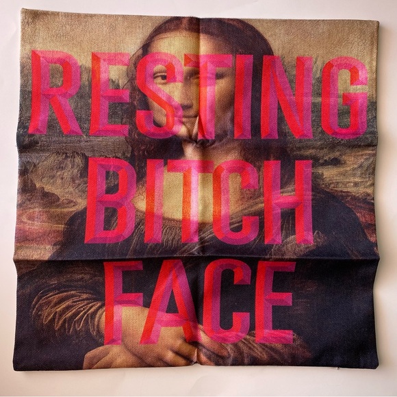 Super funny and on trend resting b***h face, Mona Lisa, art, pillow cover - Picture 2 of 2